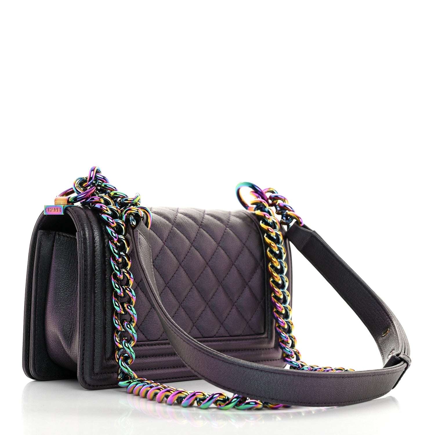 Chanel Iridescent Goatskin Quilted Small Boy Flap Purple 4 of 10