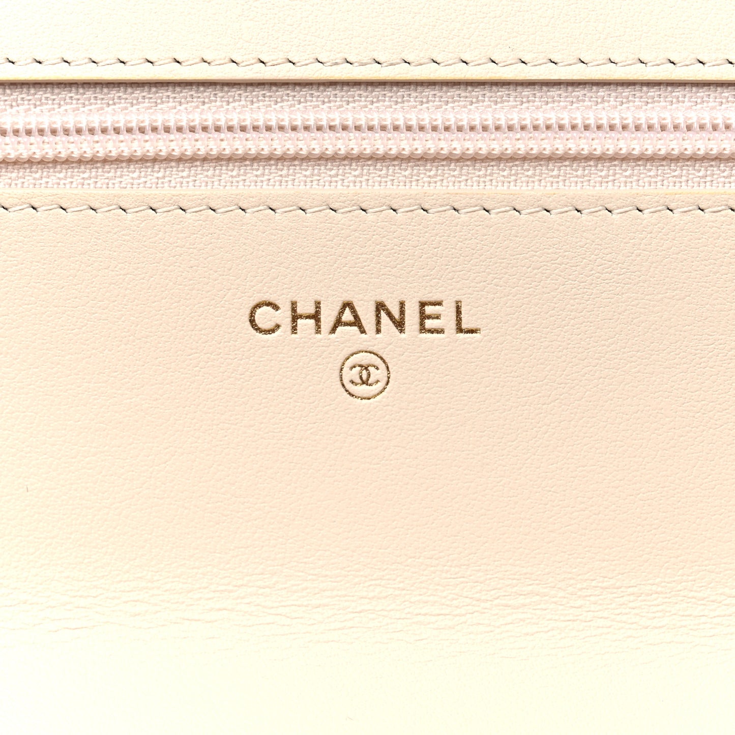Goatskin Quilted Chanel 19 Wallet On Chain WOC Light Beige