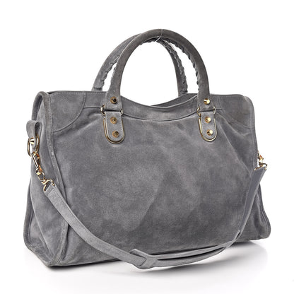 Balenciaga Baby Daim Suede Gold Metallic Edge Hardware City Gris Plomb 3 of 16