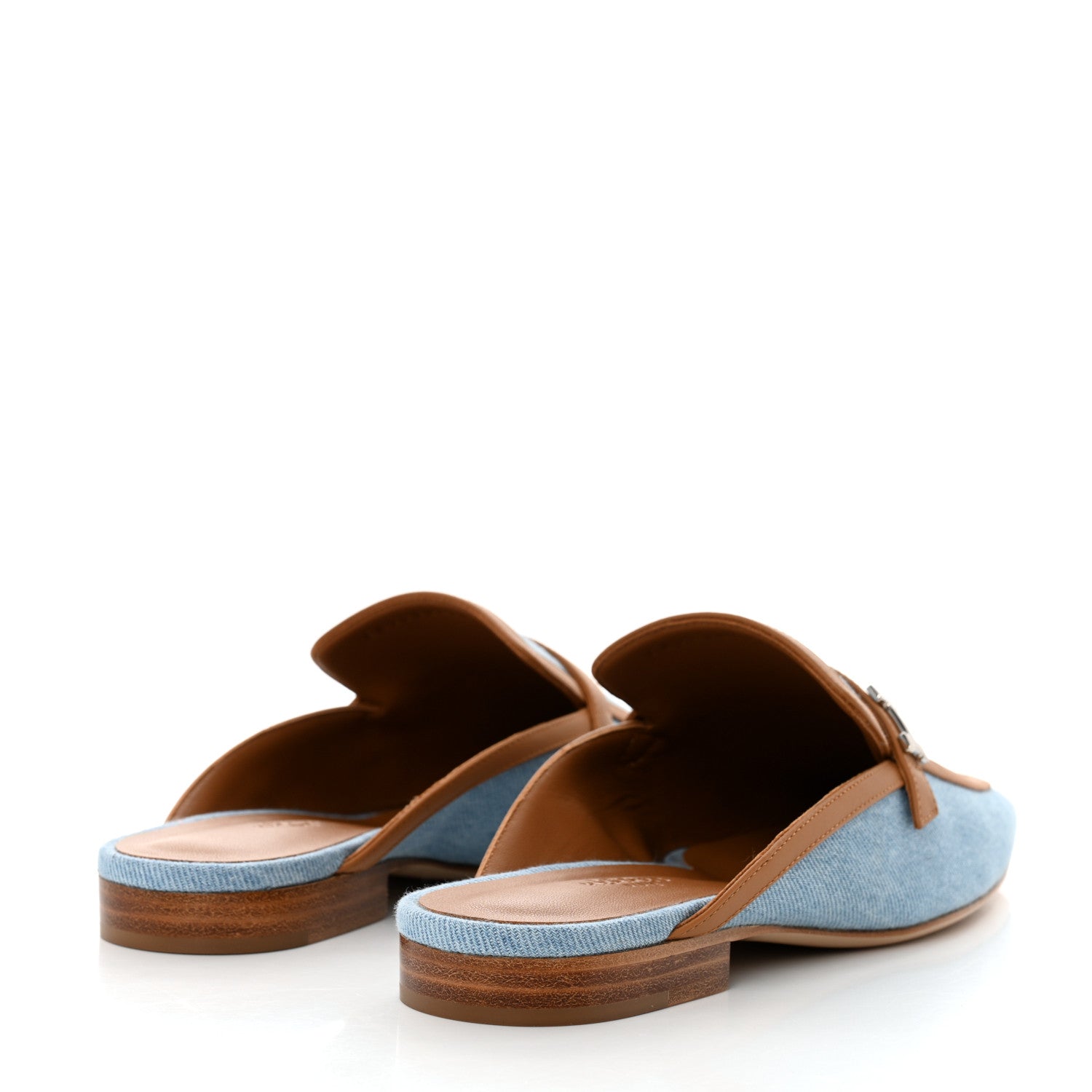 Hermes Denim Calfskin Groupie Mules 40 Bleu Clair Naturel 4 of 9