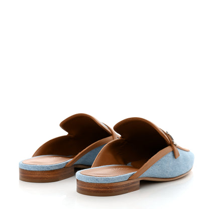 Hermes Denim Calfskin Groupie Mules 40 Bleu Clair Naturel 4 of 9