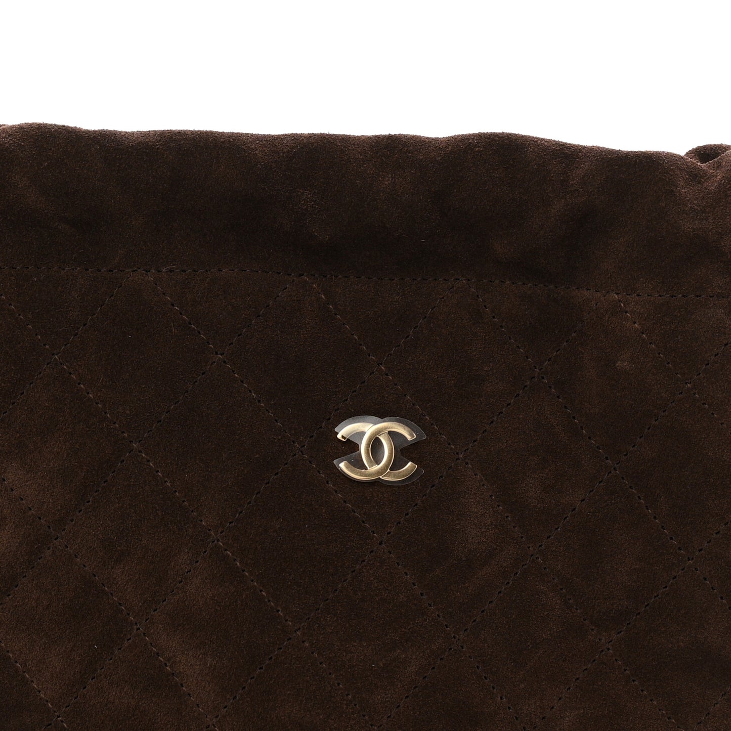 Suede Calfskin Lambskin Quilted Clutch With Strap Dark Brown