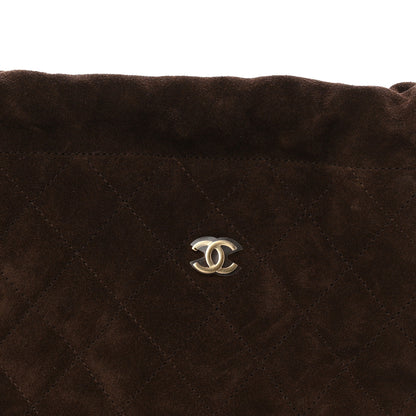 Chanel Suede Calfskin Lambskin Quilted Clutch With Strap Dark Brown 8 of 11