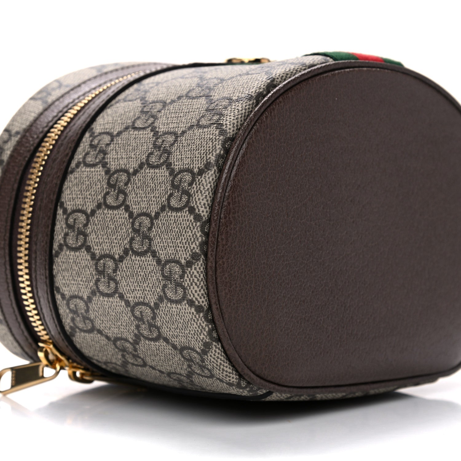 Gucci GG Supreme Monogram Textured Calfskin Web Ophidia Vanity Cosmetic Case Beige Ebony New Acero 5 of 11