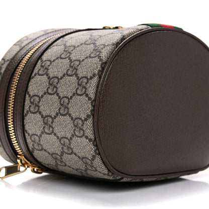 Gucci GG Supreme Monogram Textured Calfskin Web Ophidia Vanity Cosmetic Case Beige Ebony New Acero 5 of 11