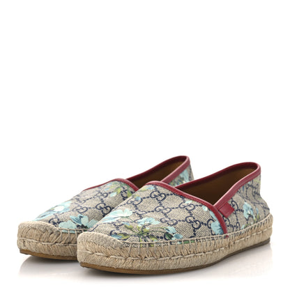 Gucci GG Supreme Monogram Blooms Espadrilles 37 Beige Blue Navy Hibiscus Red 4 of 15