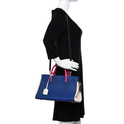 Saint Laurent Calfskin Small Cabas Rive Gauche Blue White Pink 2 of 13