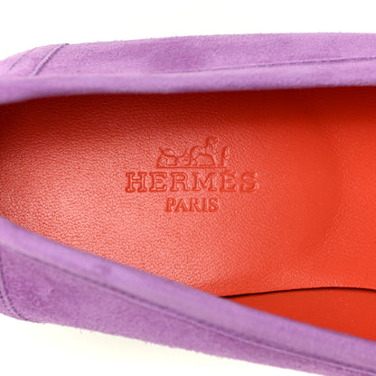 Hermes Suede Goatskin Womens Royal Loafers 36 Violet Parme 11 of 13