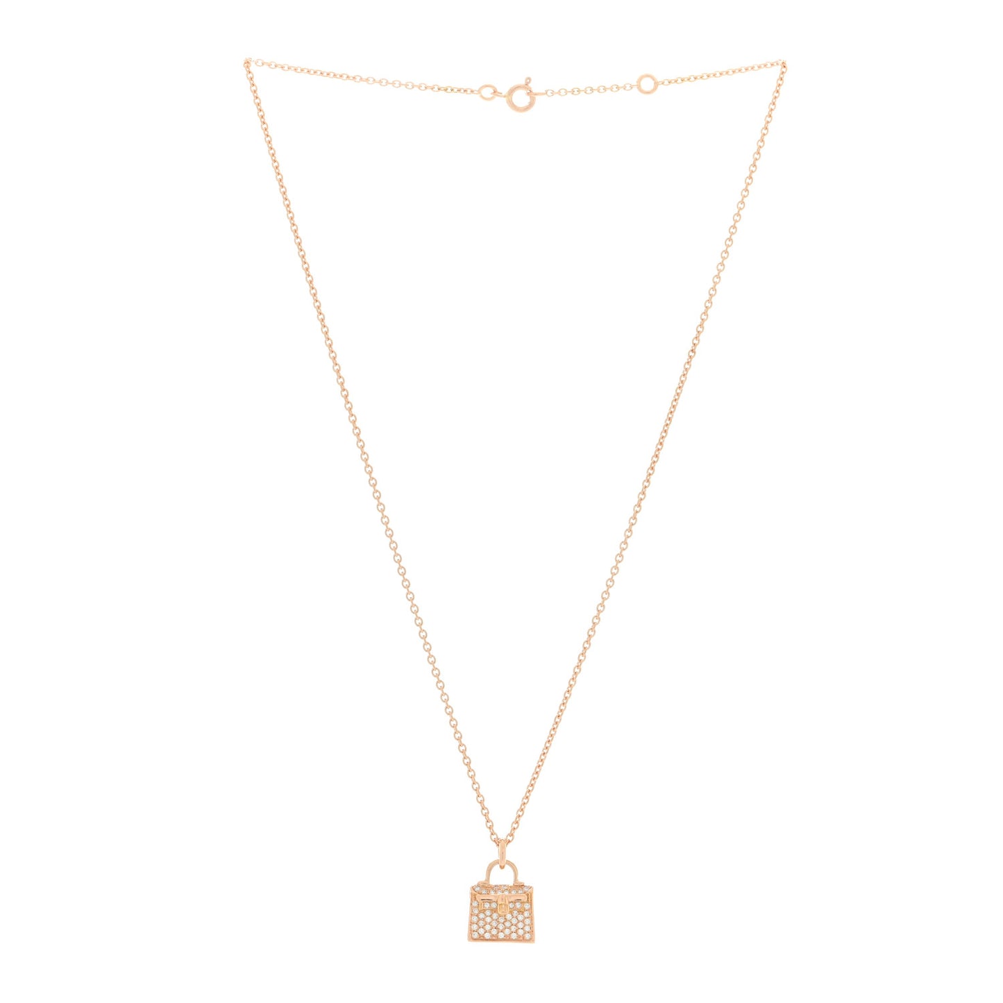 18K Rose Gold Diamond Kelly Amulette Pendant Necklace