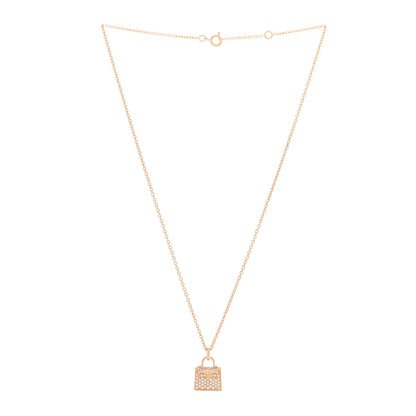 Hermes 18K Rose Gold Diamond Kelly Amulette Pendant Necklace 2 of 3