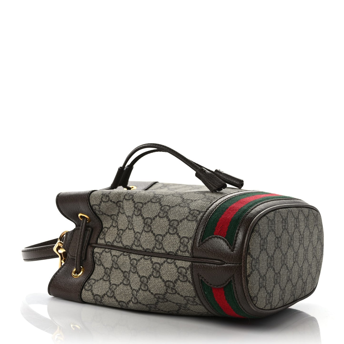 GG Supreme Monogram Web Small Ophidia Bucket Bag Brown