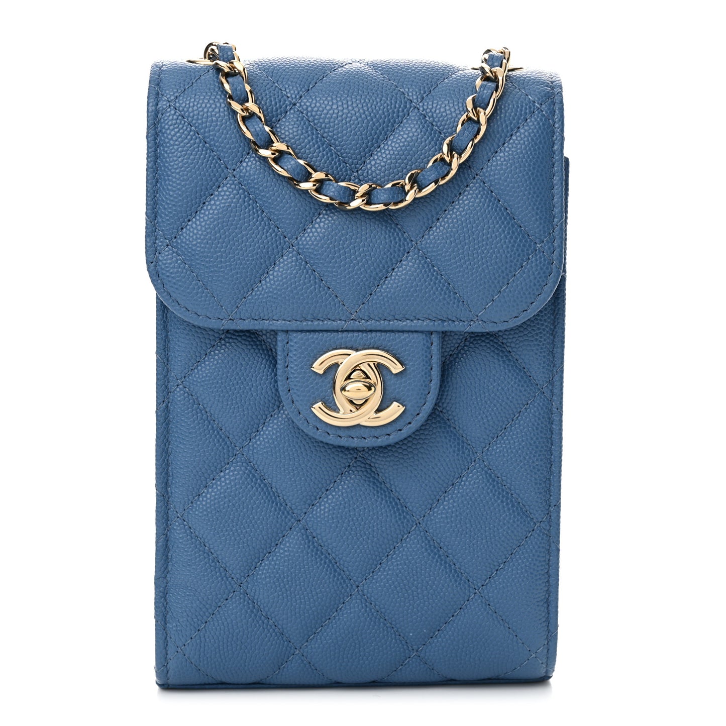 Caviar Quilted Classic Phone Holder Blue