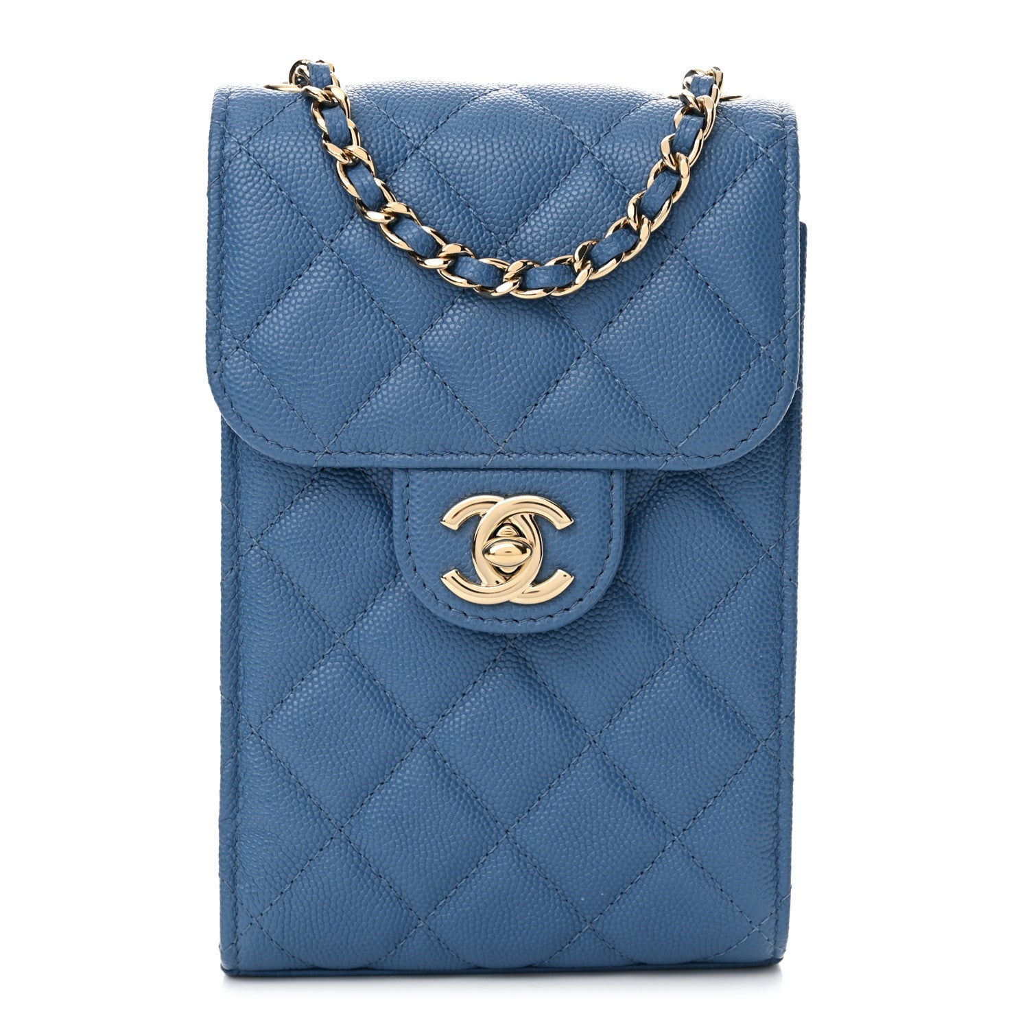 Chanel Caviar Quilted Classic Phone Holder Blue 1 of 13
