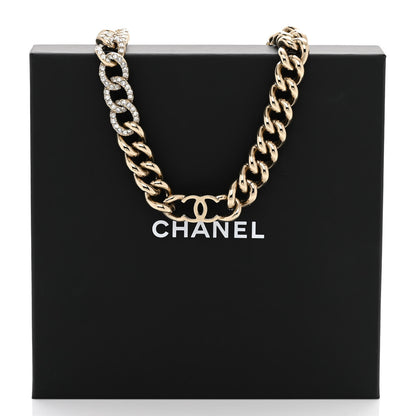 Chanel Crystal CC Chain Link Choker Necklace Gold 5 of 5