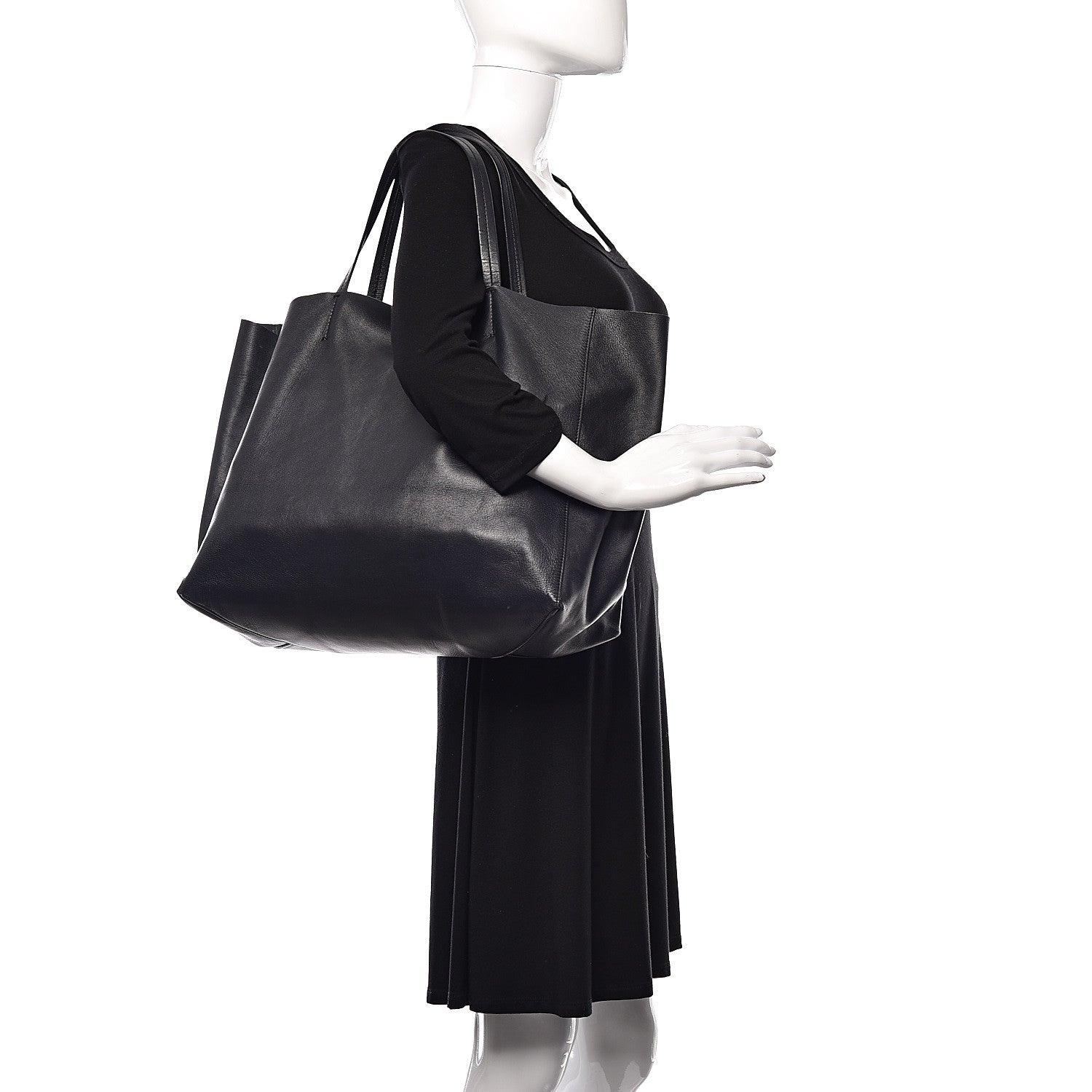 Celine Grained Calfskin Horizontal Cabas Black 2 of 9