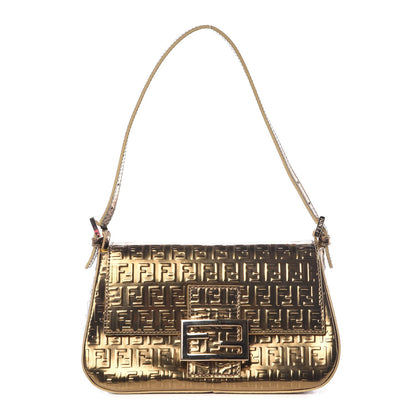 Fendi Vitello Mirror FF Embossed Mini Mama Baguette Oro Ambrato 1 of 11