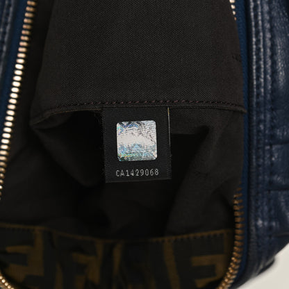 Fendi Sheepskin Zipper Satchel Navy 8 of 13