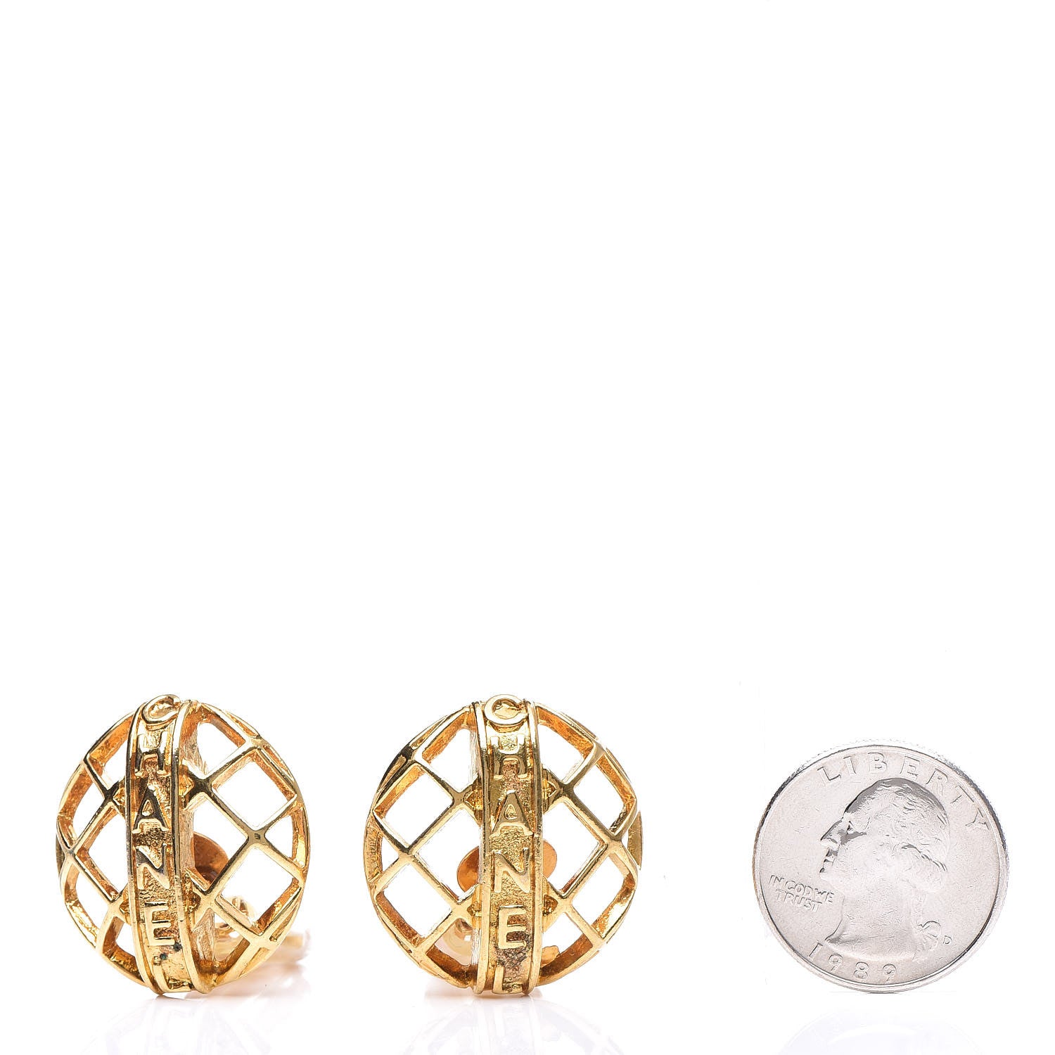 Chanel Quilted Clip On Earrings Gold 2 of 5