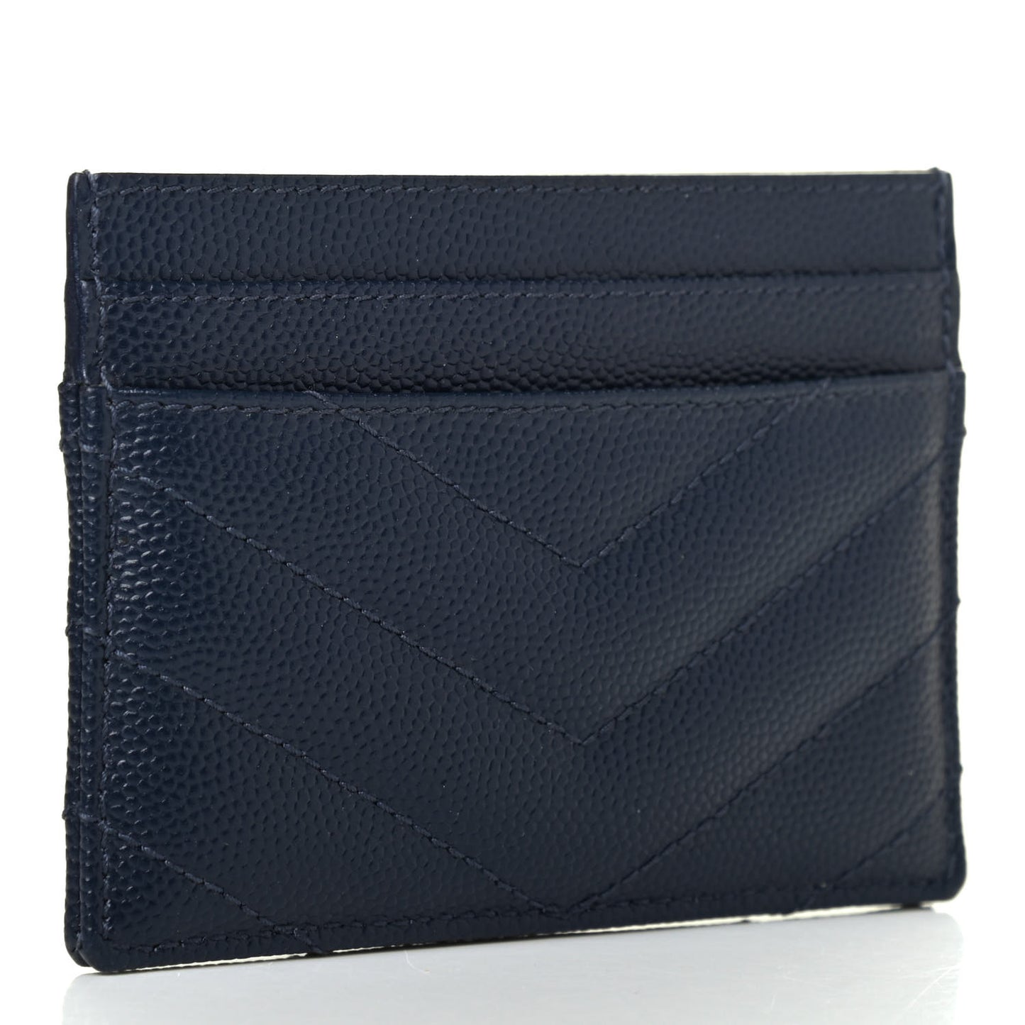 Grain De Poudre Matelasse Chevron Monogram Credit Card Case Navy