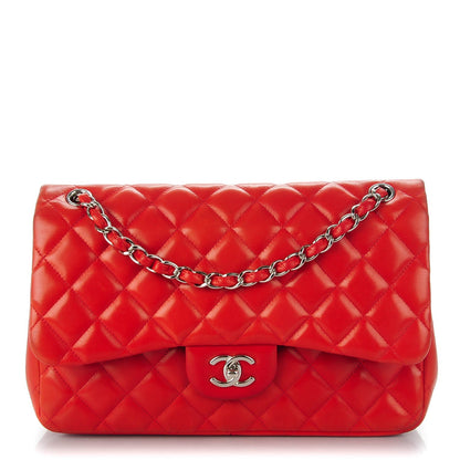 Chanel Lambskin Quilted Jumbo Double Flap Red 1 of 11
