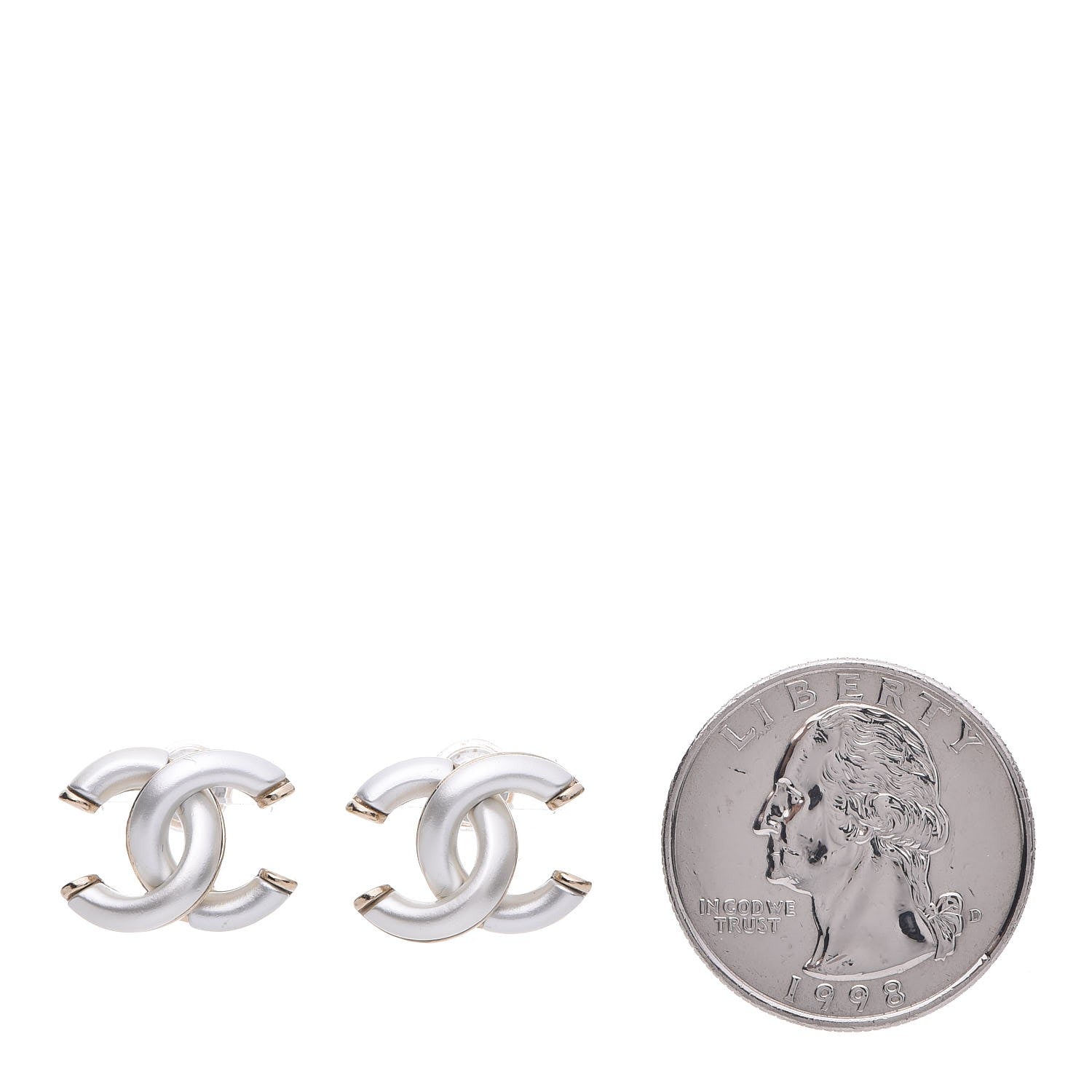 Chanel Metal CC Earrings Silver Gold 2 of 5