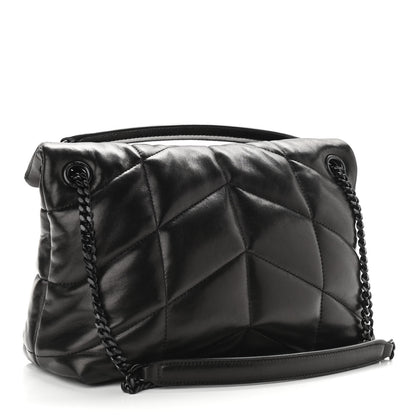 Saint Laurent Lambskin Quilted Small Loulou Puffer Monogram Chain Satchel Black 3 of 10