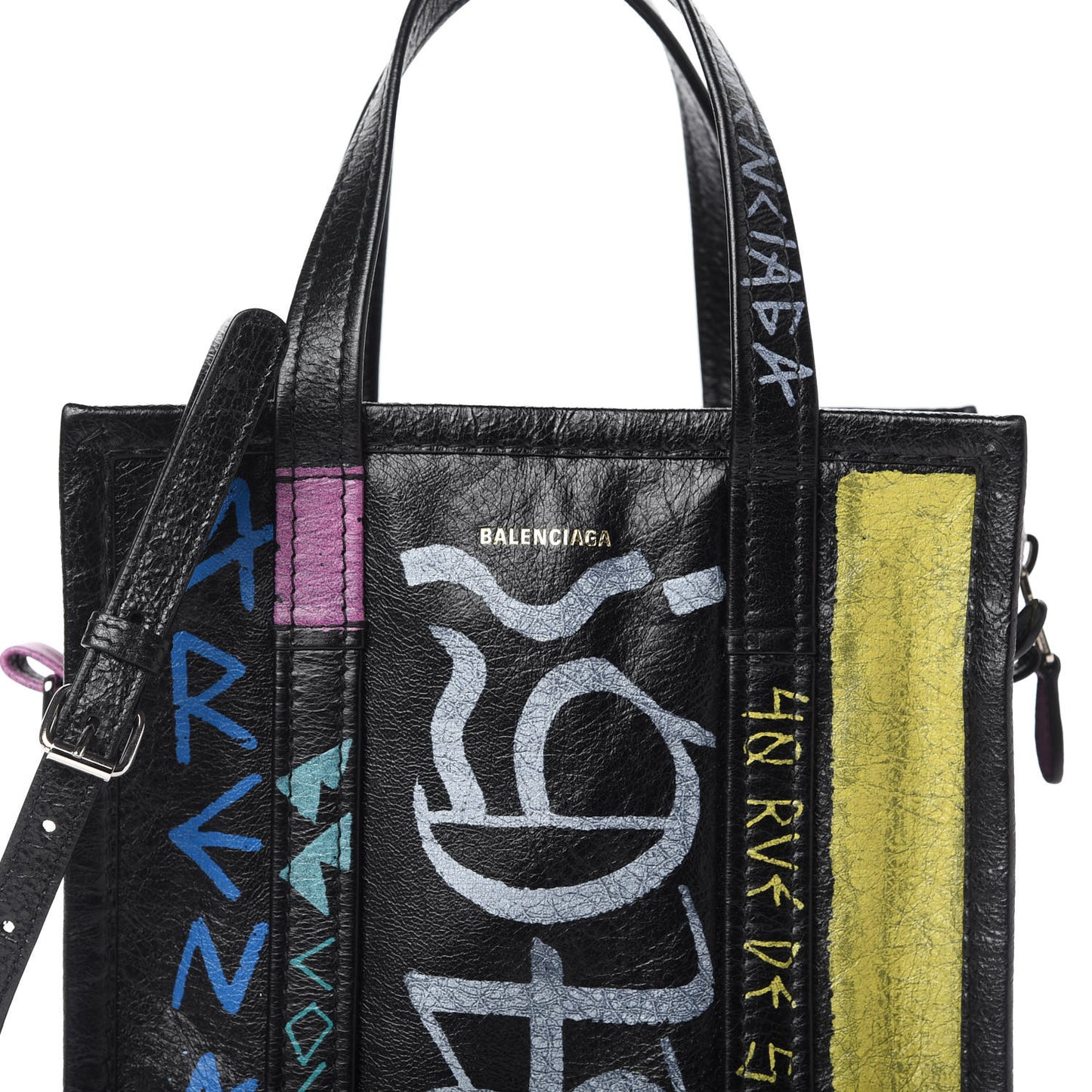 Agneau Arena Graffiti All Over XS Bazar Shopper Tote Black Multicolor