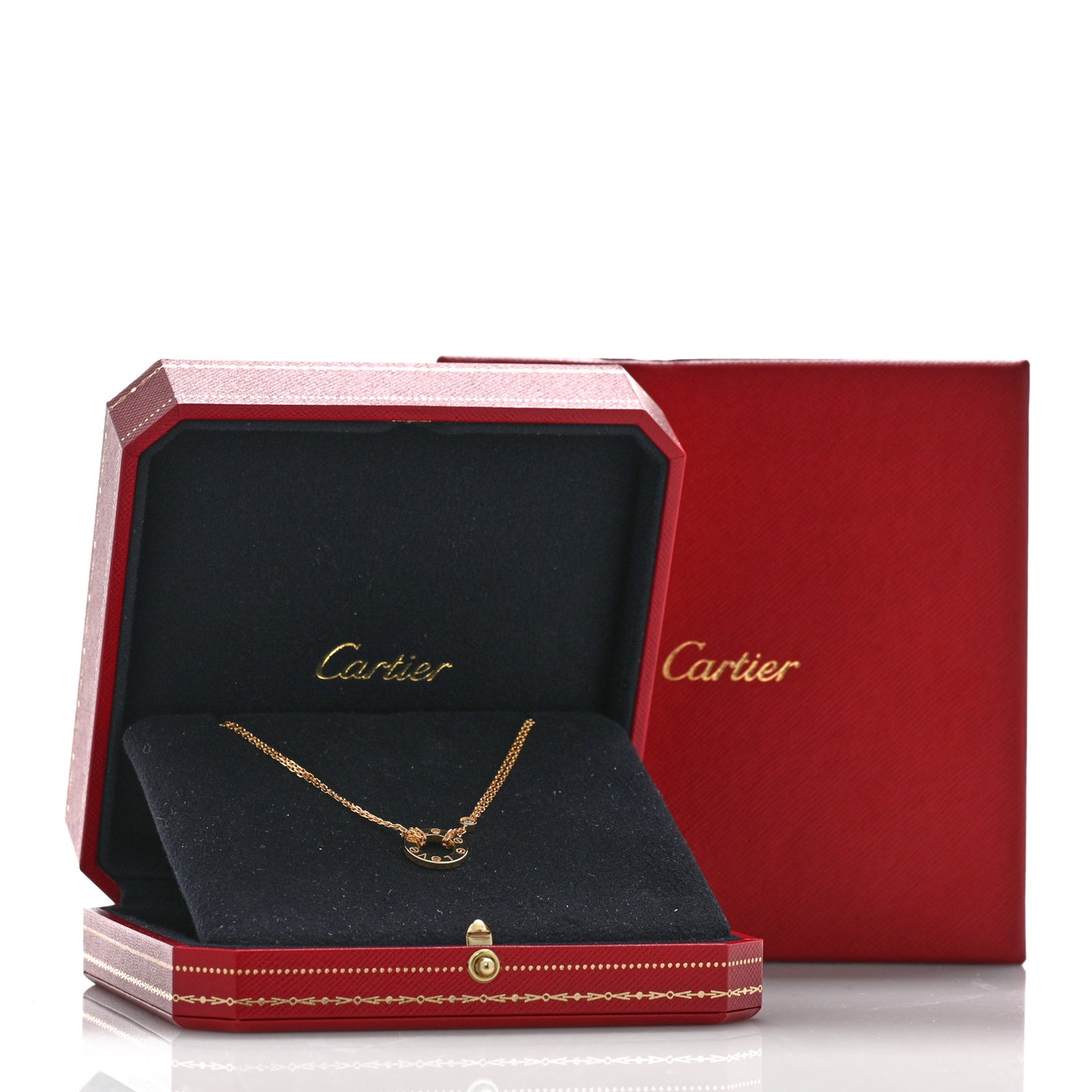 18K Yellow Gold 2 Diamond LOVE Necklace