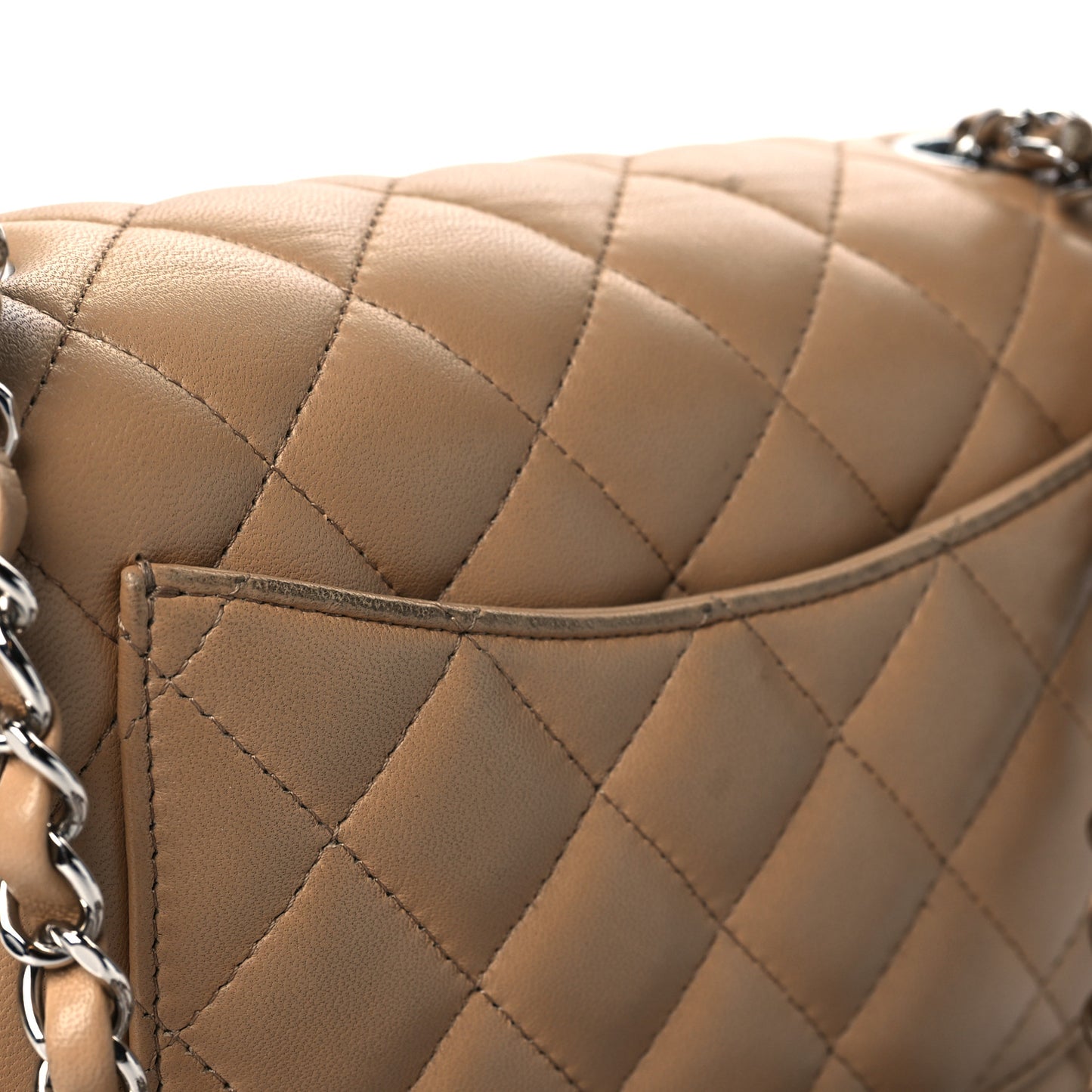 Lambskin Quilted Mini Rectangular Flap Beige