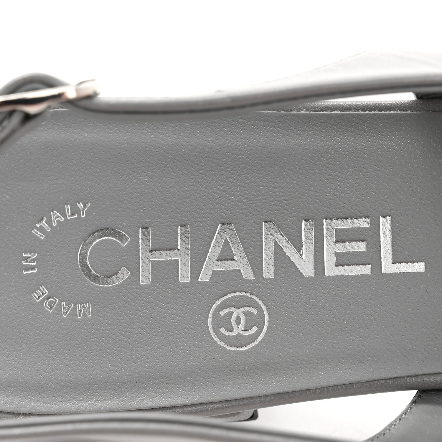 Chanel Goatskin Grosgrain Pointed Toe CC Slingback Flats 36 Gray Black 23 of 27