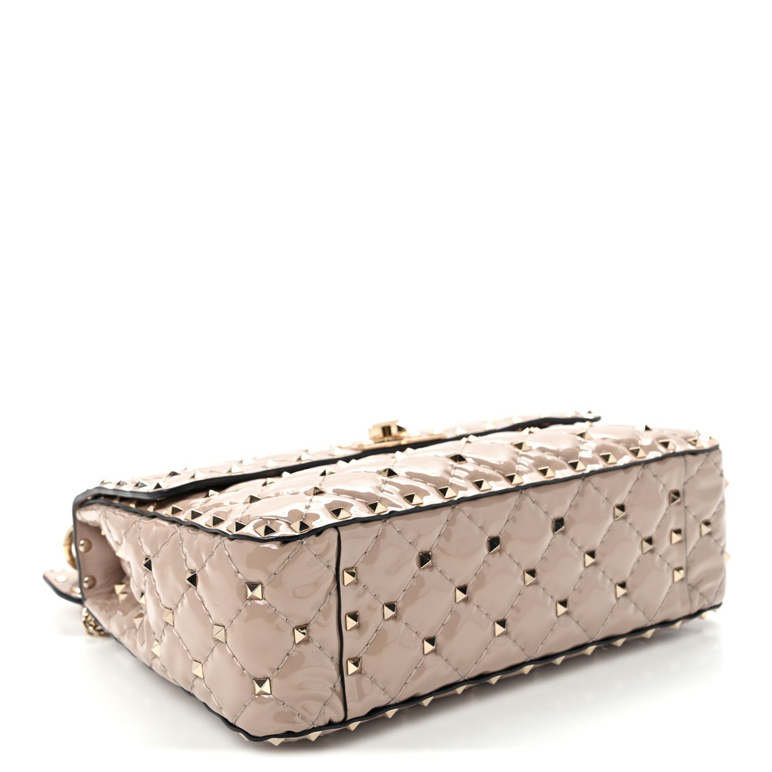Valentino Garavani Patent Medium Rockstud Spike Shoulder Bag Poudre 4 of 10