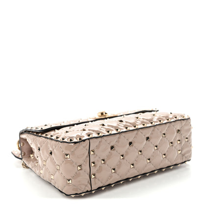 Valentino Garavani Patent Medium Rockstud Spike Shoulder Bag Poudre 4 of 10