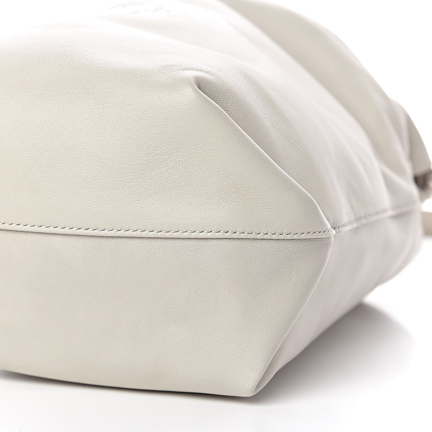 Lambskin Small Teddy Bucket Bag White