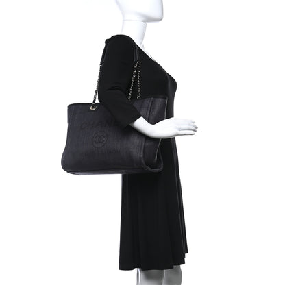 Chanel Mixed Fibers Small Deauville Tote Black 2 of 9