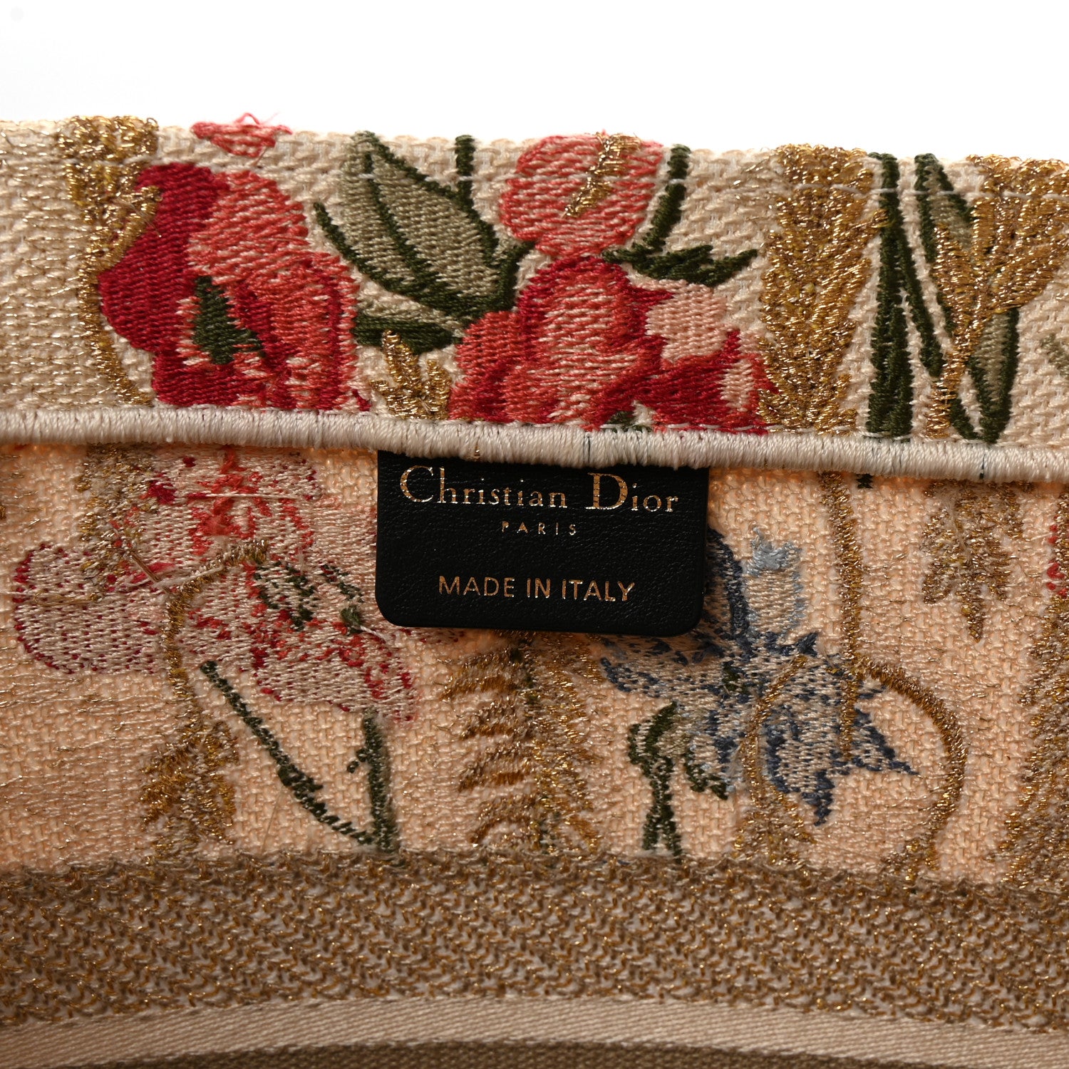 Christian Dior Canvas Embroidered Medium Hibiscus Book Tote Beige Multicolor 6 of 9