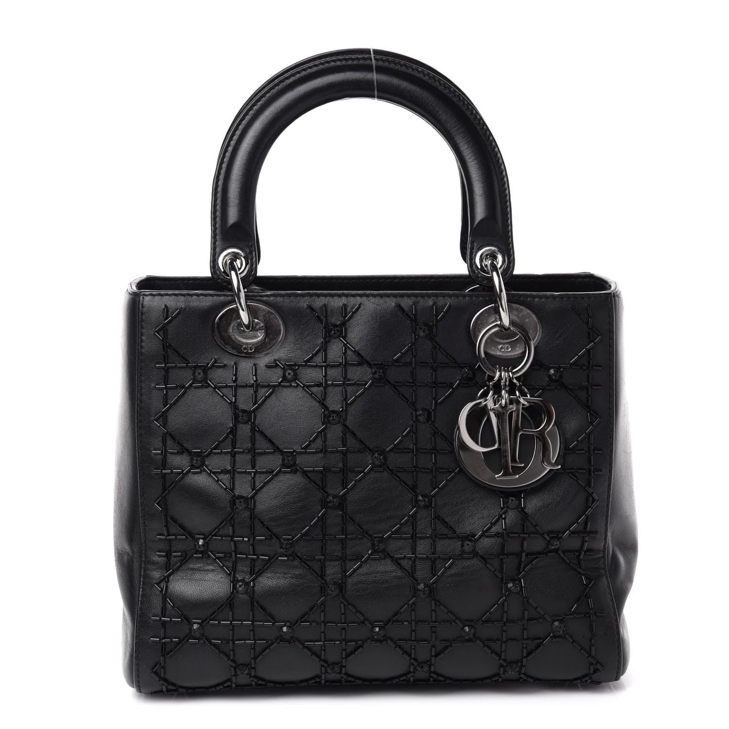 Christian Dior Lambskin Sequin Embellished Medium Lady Dior Black 1 of 10