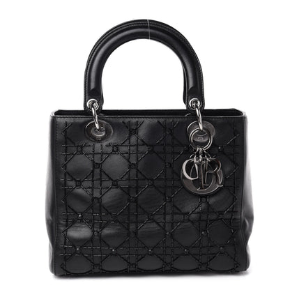 Christian Dior Lambskin Sequin Embellished Medium Lady Dior Black 1 of 10