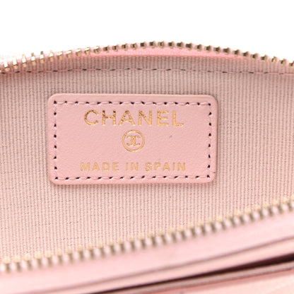Chanel Caviar Quilted Crystal Zip Card Holder Wallet Light Pink 6 of 8