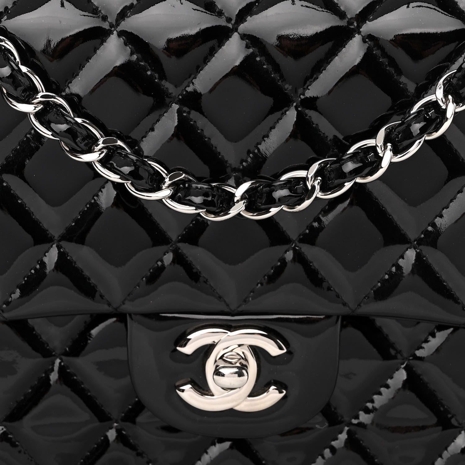 Chanel Patent Quilted Medium Double Flap Black 8 of 12