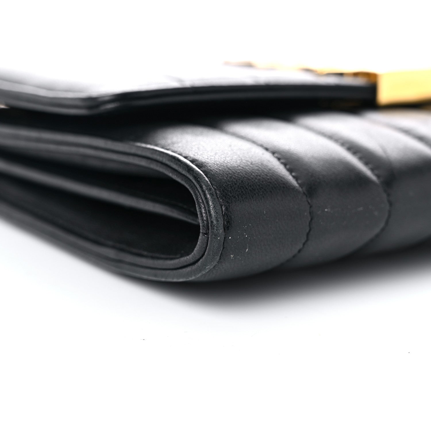 Saint Laurent Lambskin Matelasse Monogram Vicky Chain Wallet Black 7 of 24