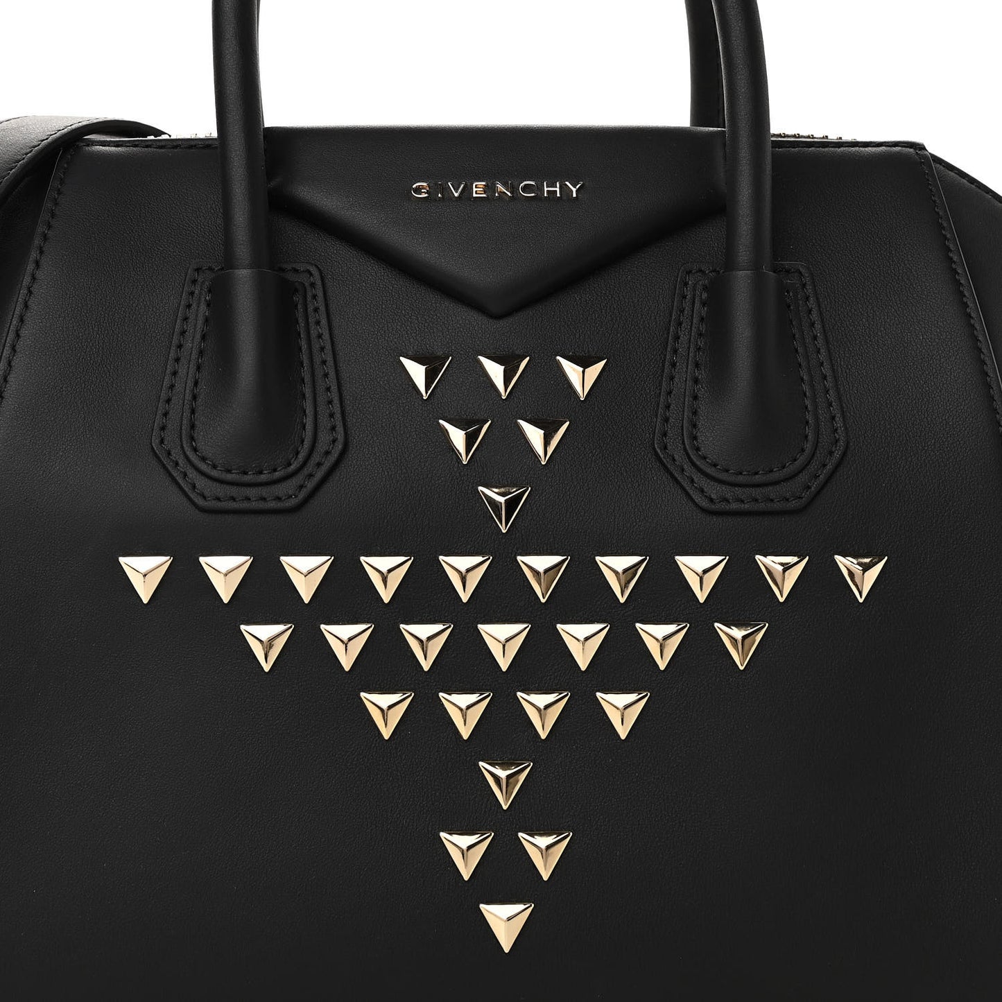 Calfskin Triangle Studded Small Antigona Black