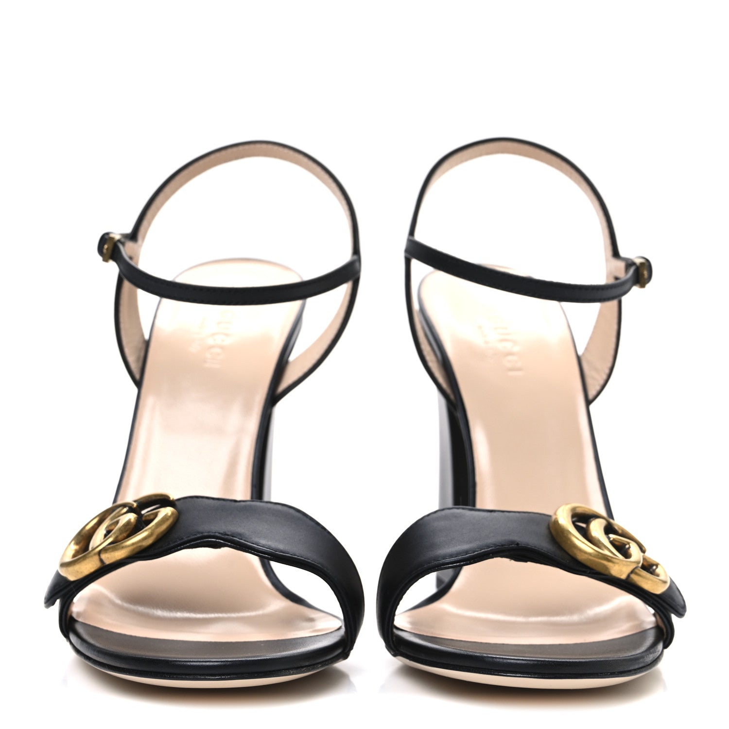 Gucci Lifford Calfskin GG Marmont Ankle Wrap 105mm Sandals 37 Black 3 of 10