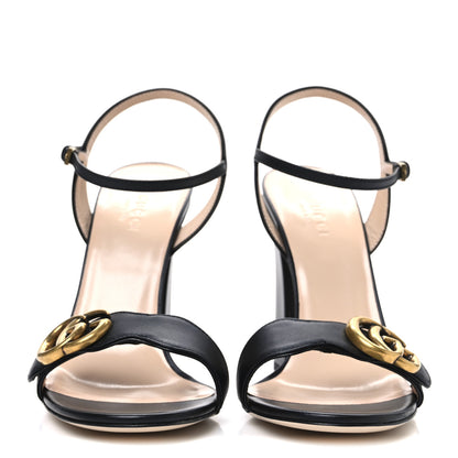 Gucci Lifford Calfskin GG Marmont Ankle Wrap 105mm Sandals 37 Black 3 of 10