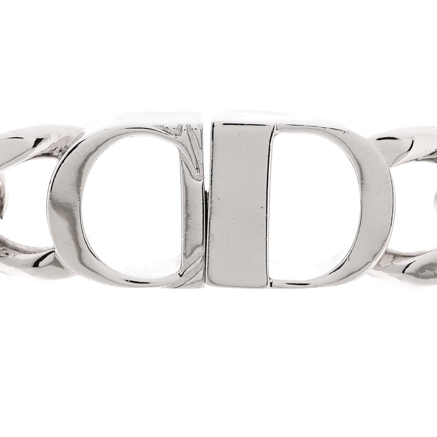 Christian Dior Metal CD Icon Chain Link Necklace Silver 1751375