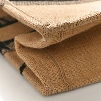 Christian Dior Canvas Jute Embroidered Medium Book Tote Black Beige 7 of 8