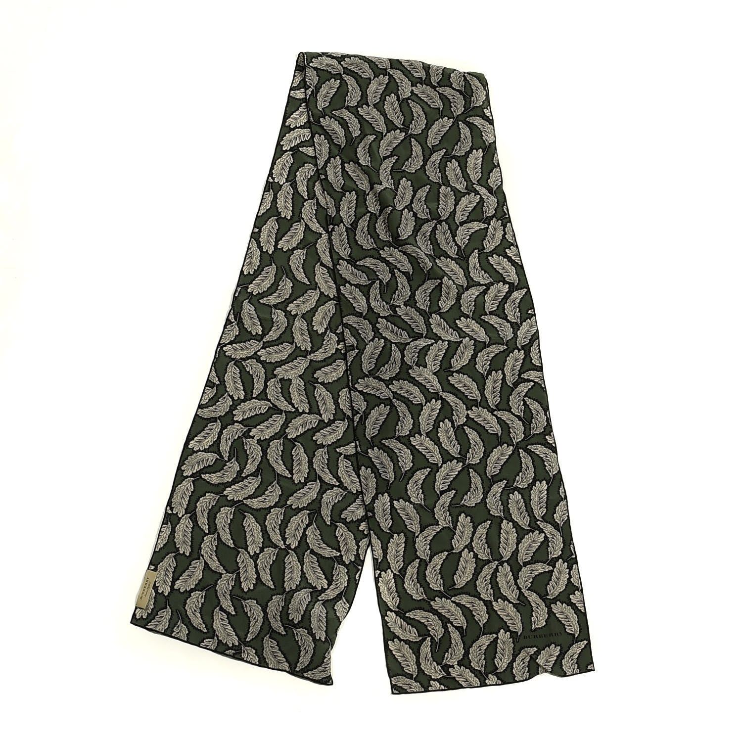 Burberry Silk Leaf Print Scarf Dusty Green 2 of 5