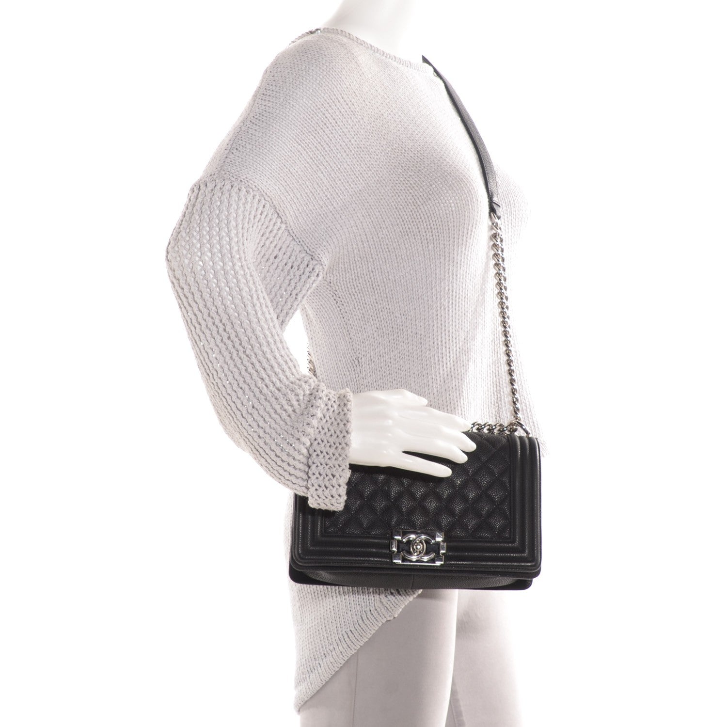 Chanel Caviar Quilted Medium Boy Flap Black 2 of 9
