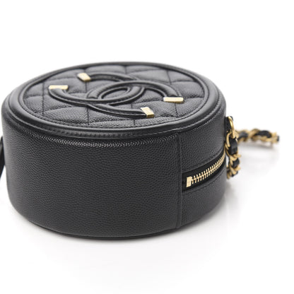 Chanel Caviar Quilted Round Filigree Crossbody Black 8 of 9