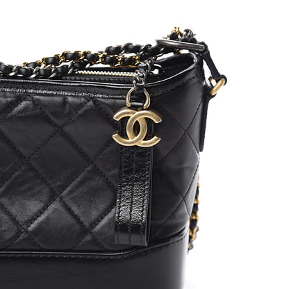 Chanel Aged Calfskin Quilted Small Gabrielle Hobo Black 10 of 13