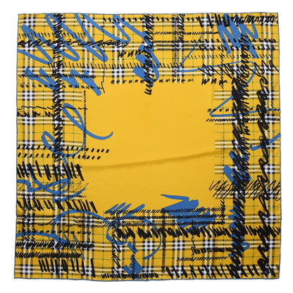 Burberry Silk Vintage Check Scribble Print Scarf Bright Yellow 1 of 4